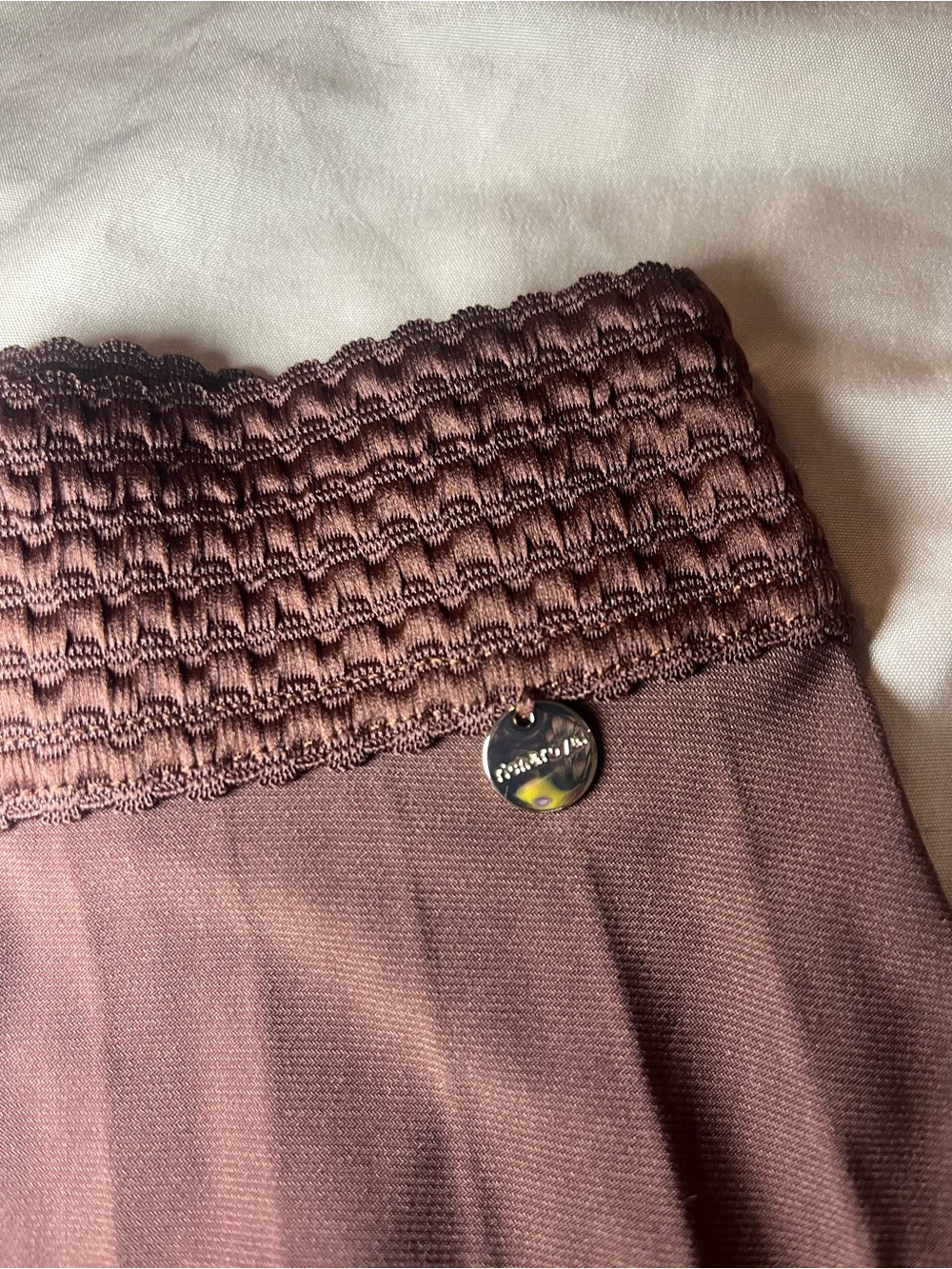 Smocked Waist Midi Skirt in Chocolate Brown